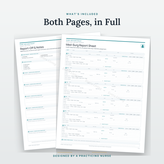 Med-Surg Report Sheet — 6 Patient | Nurse Brain Sheet Printable PDF