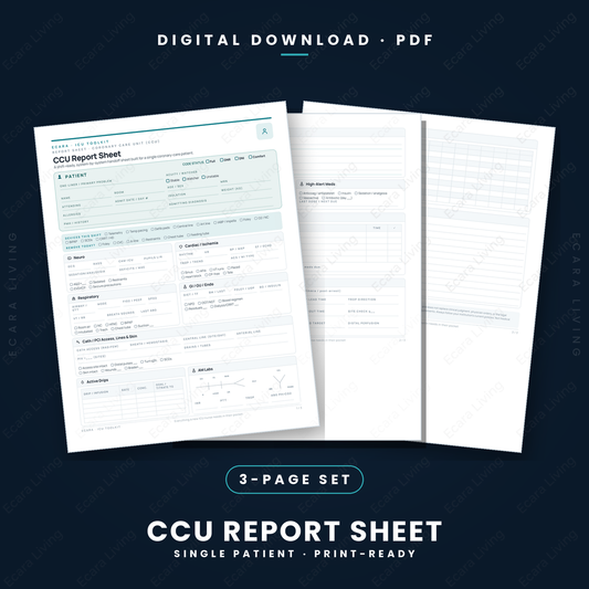 CCU Report Sheet — Coronary Care | Cardiac Nurse Brain Sheet PDF