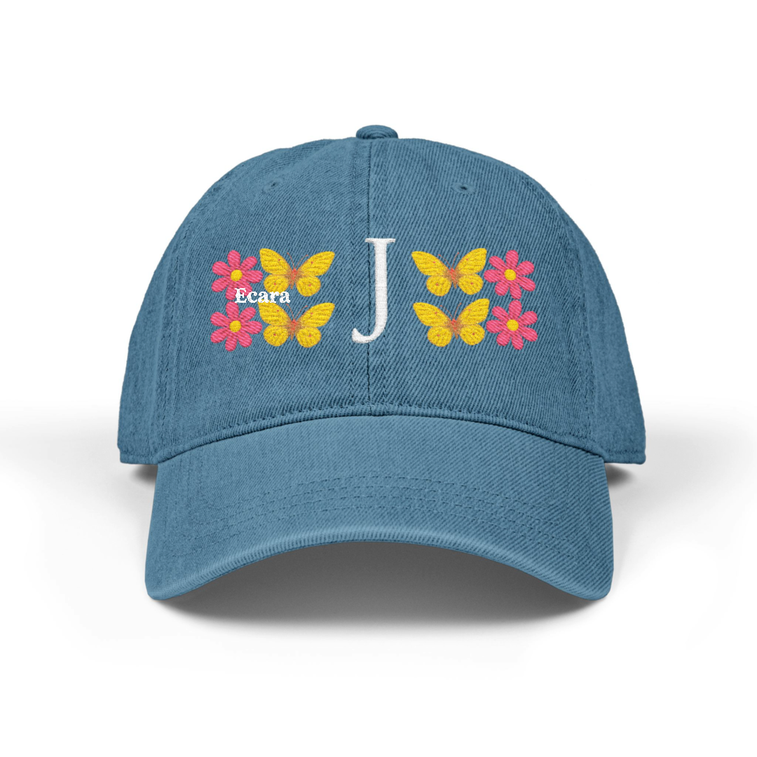 Embroidered Letter J Denim Hat