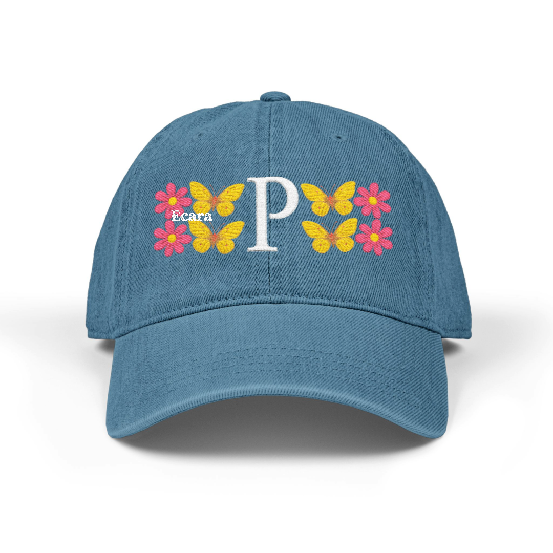 Embroidered Letter P Denim Hat
