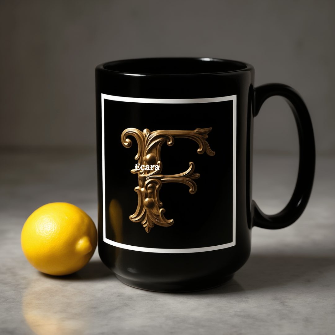 Black Mug with Initial "F"
