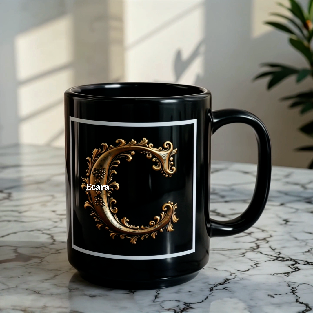 Black Mug with Initial "C"