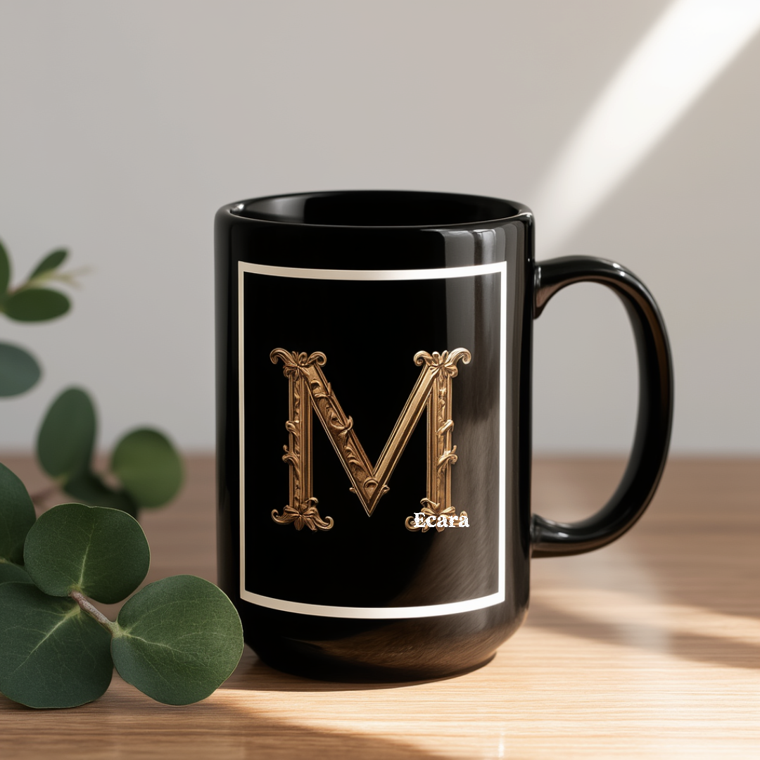 Black Mug with Initial "M"