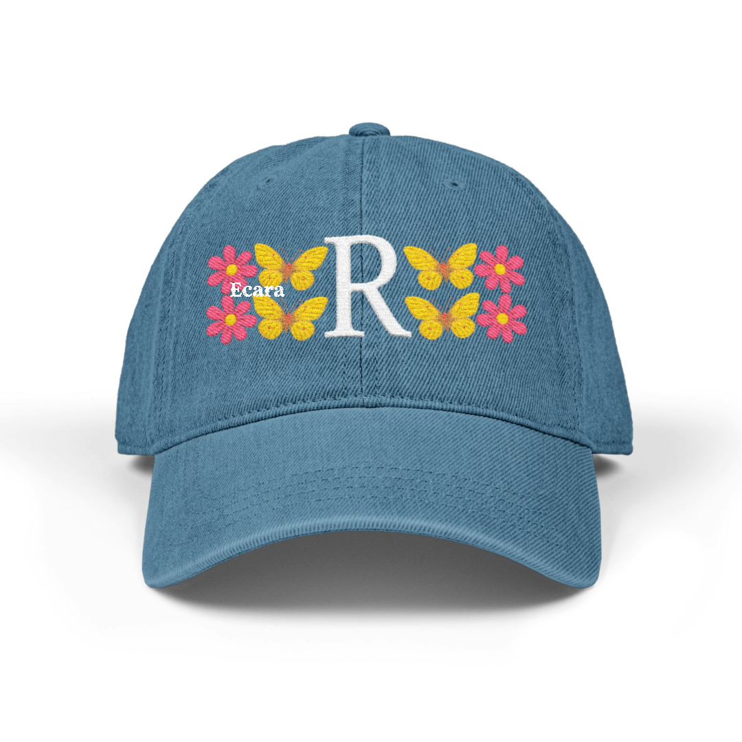 Embroidered Letter R Denim Hat