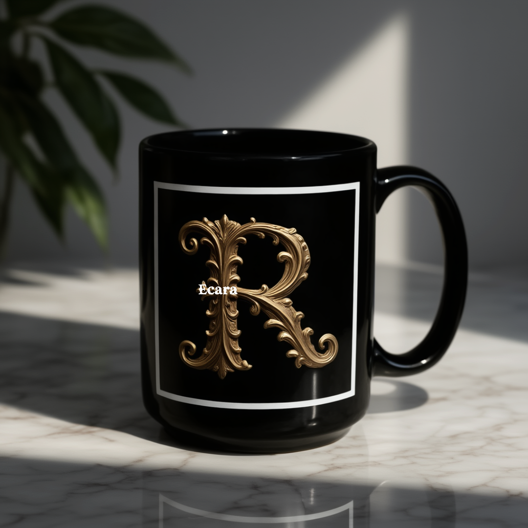 Black Mug with Initial "R"