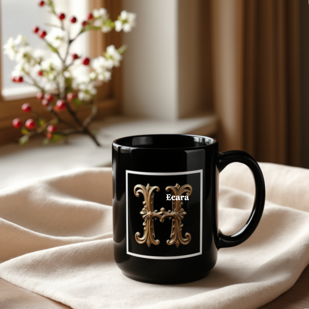 Black Mug with Initial "H"