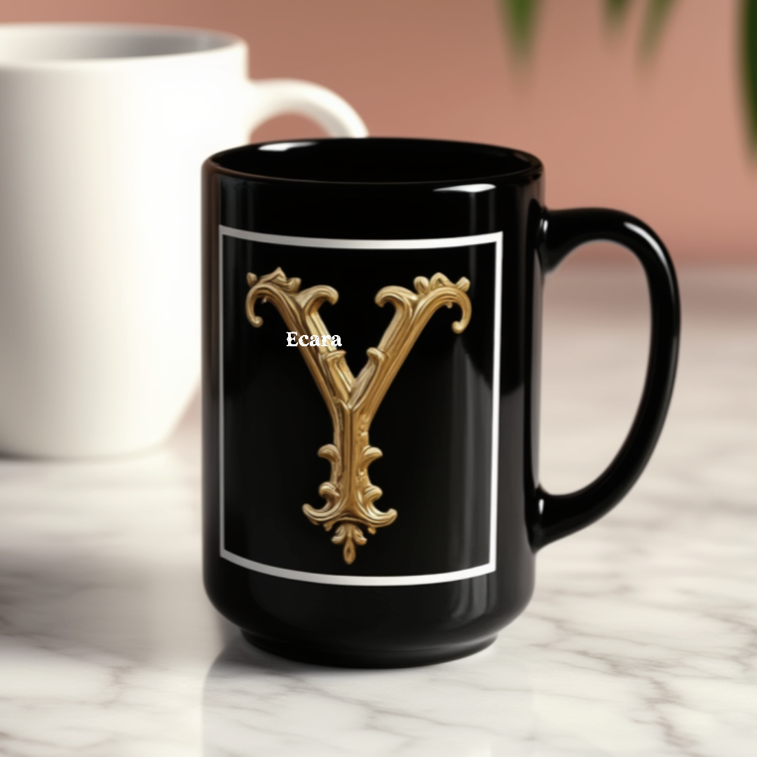 Black Mug with Initial "Y"