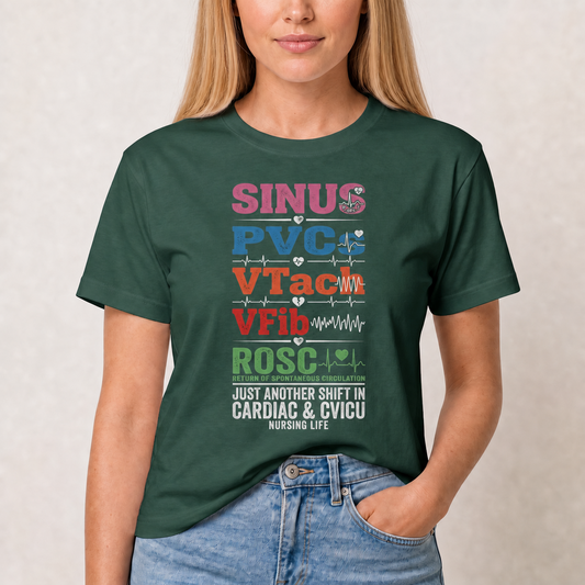 Sinus to ROSC Cardiac Nurse T-shirt | Code Blue Tee