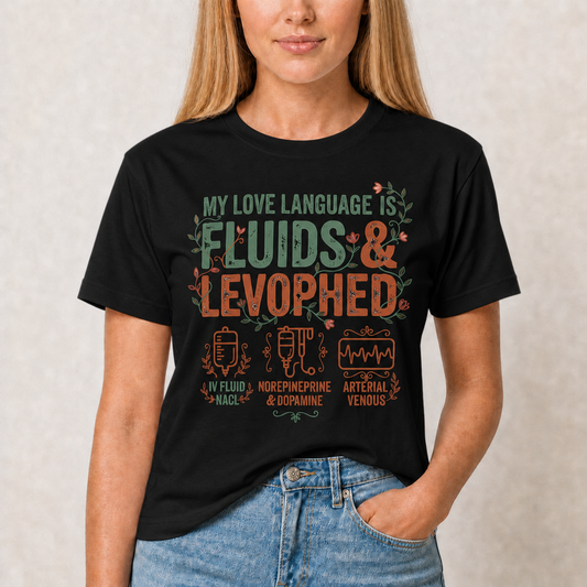 Fluids & Levophed ICU Nurse T-shirt | Funny ICU Tee