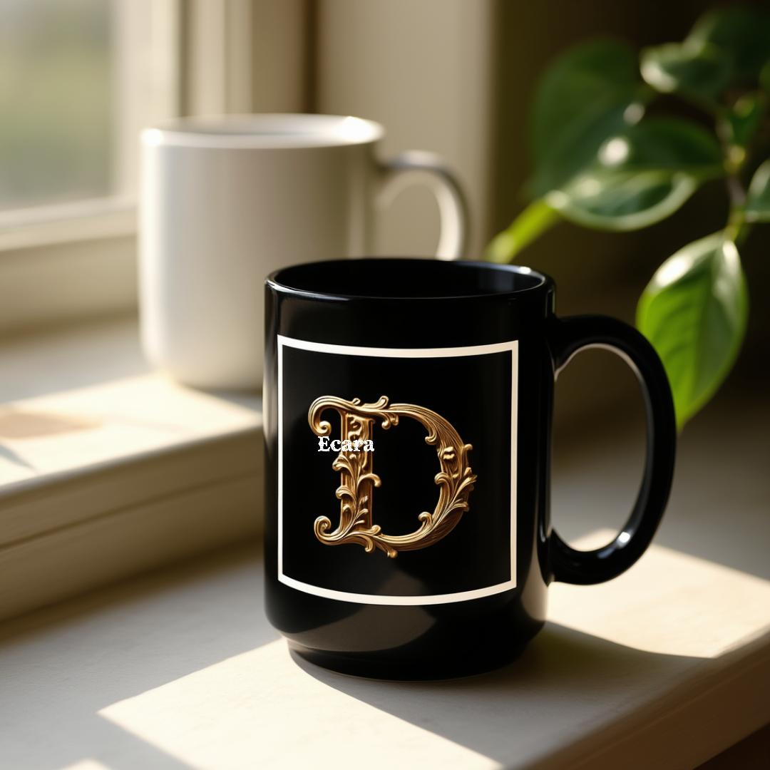 Black Mug with Initial "D"