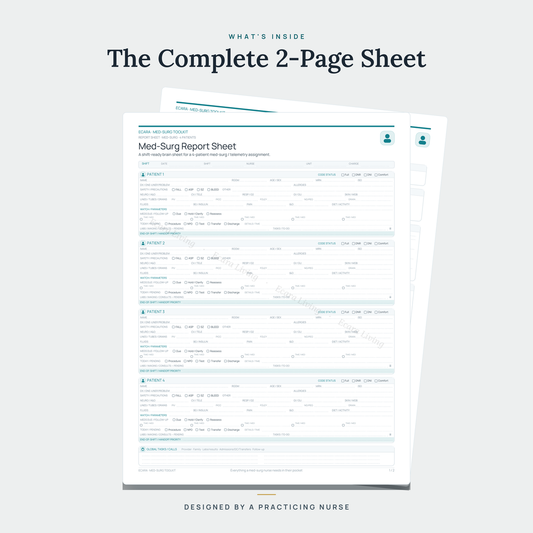Med-Surg Report Sheet — 4 Patient | Nurse Brain Sheet Printable PDF