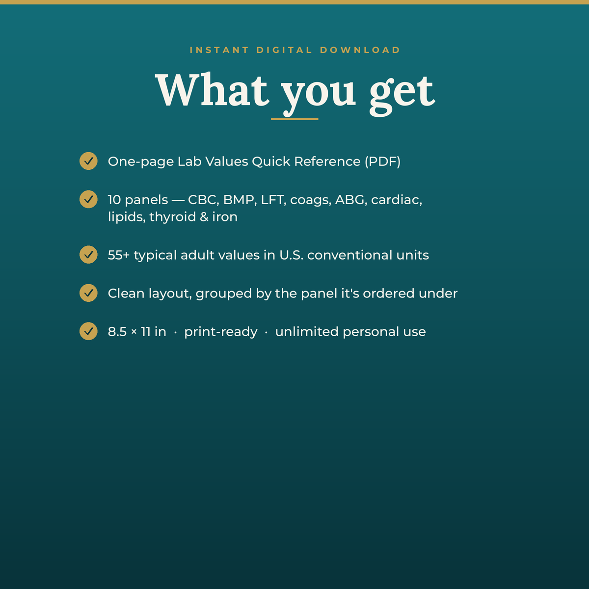 Nursing Lab Values Cheat Sheet — Quick Reference | Nurse Study Guide Printable PDF