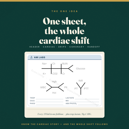 CCU Report Sheet — Single Patient, 1-Page Compact | Coronary Care Nurse Brain Sheet Printable PDF