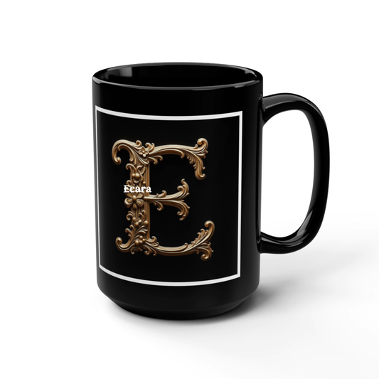 Black Mug with Initial "E"
