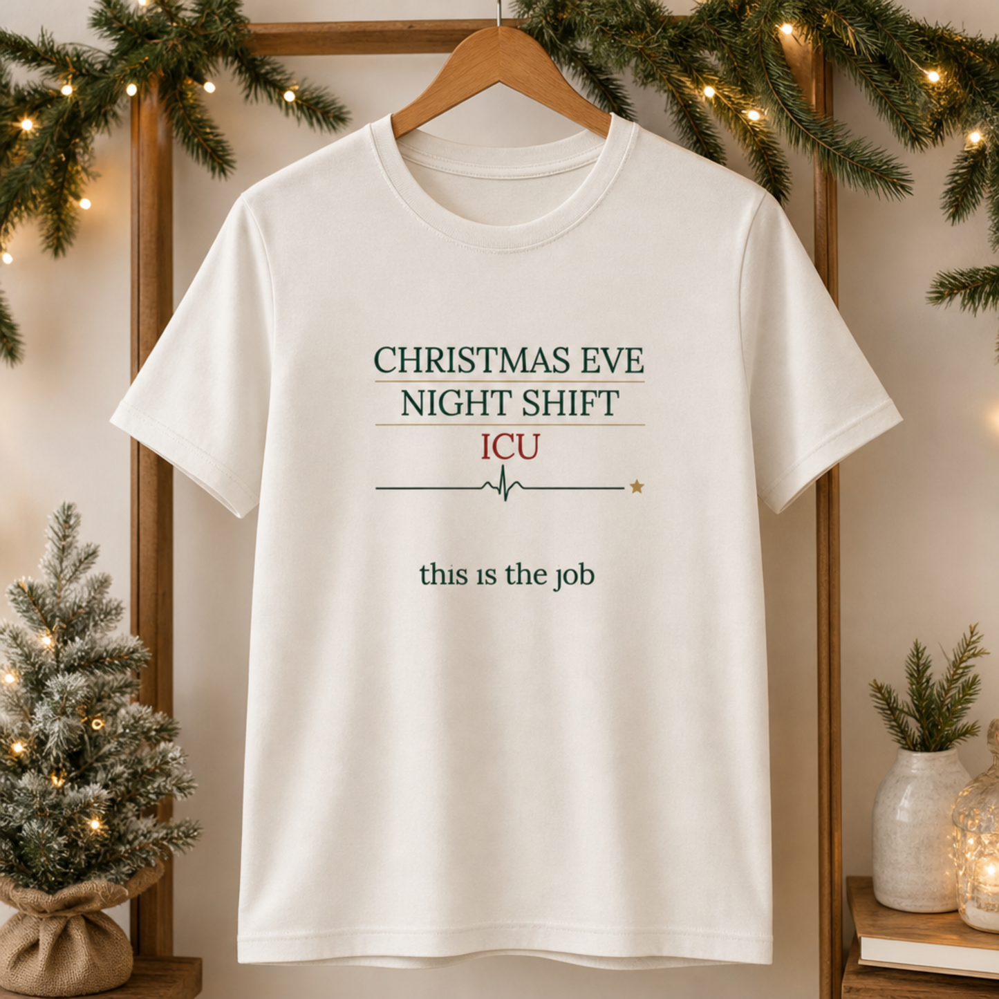 ICU Nurse Christmas Eve Night Shift T-shirt Xmas Gift Tee