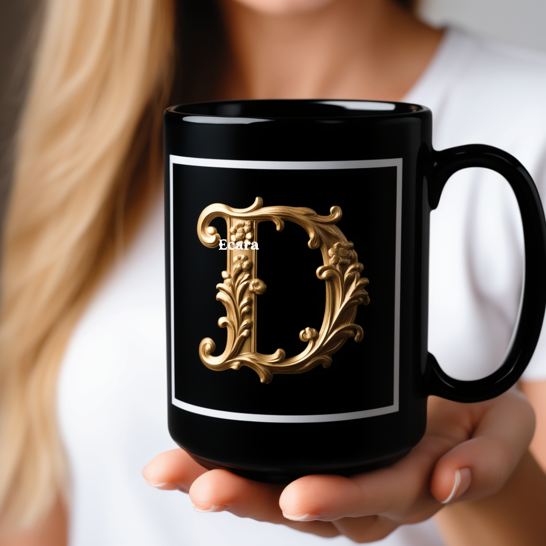Black Mug with Initial "D"