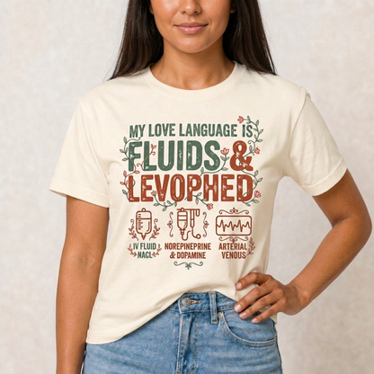 Fluids & Levophed ICU Nurse T-shirt | Funny ICU Tee