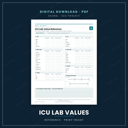ICU Lab Value Reference Sheet — Printable PDF (Free Download)