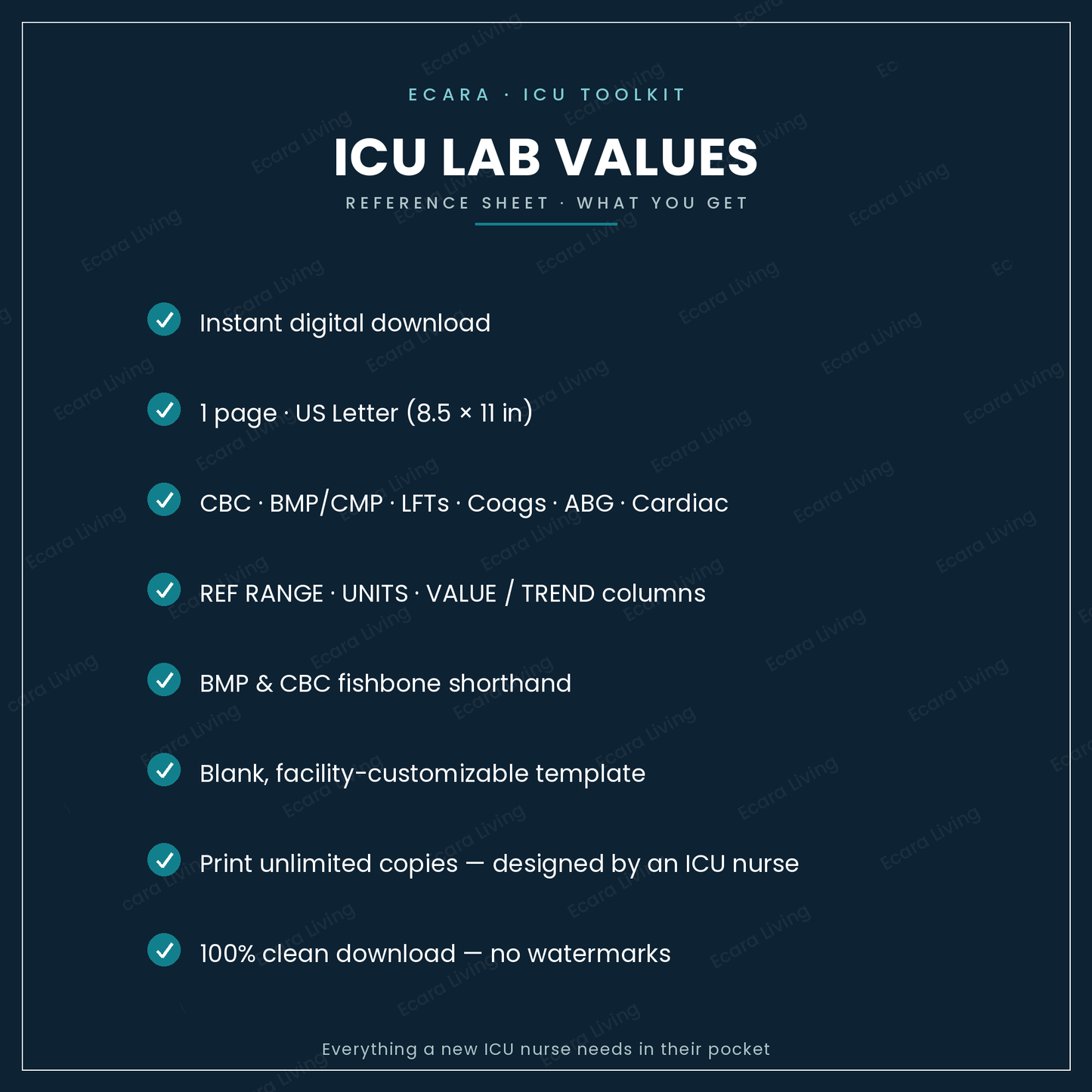 ICU Lab Value Reference Sheet — Printable PDF (Free Download)