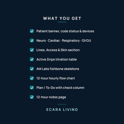 ICU Report Sheet — Single Patient | Nurse Brain Sheet Printable PDF