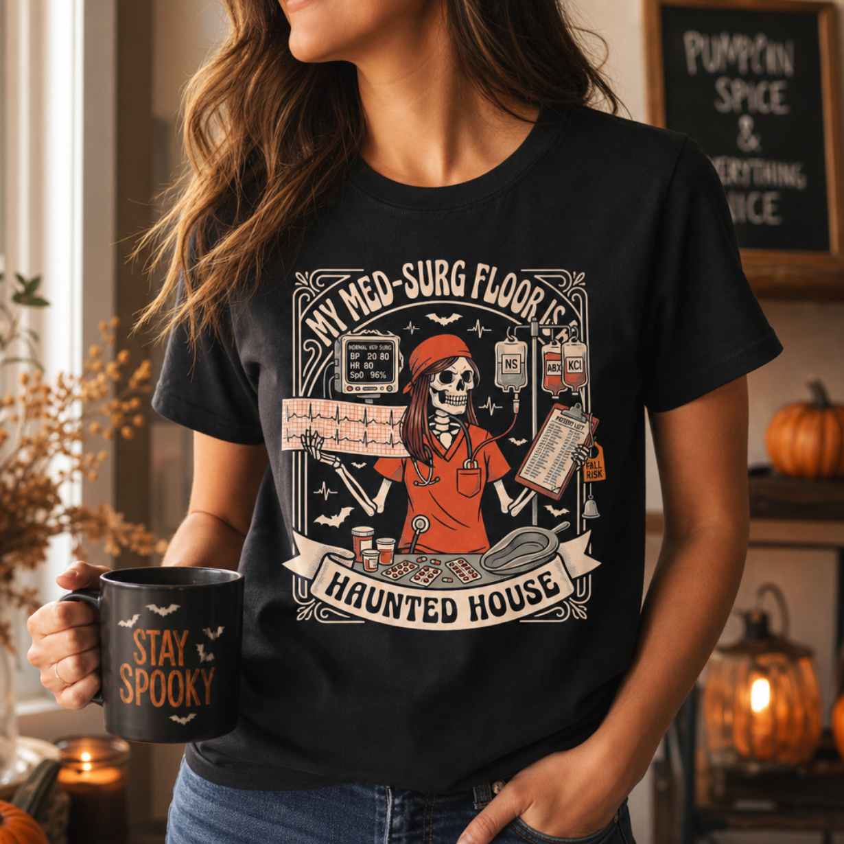 My Med-Surg Floor Is A Haunted House Shirt | Med-Surg Nurse Halloween Tee
