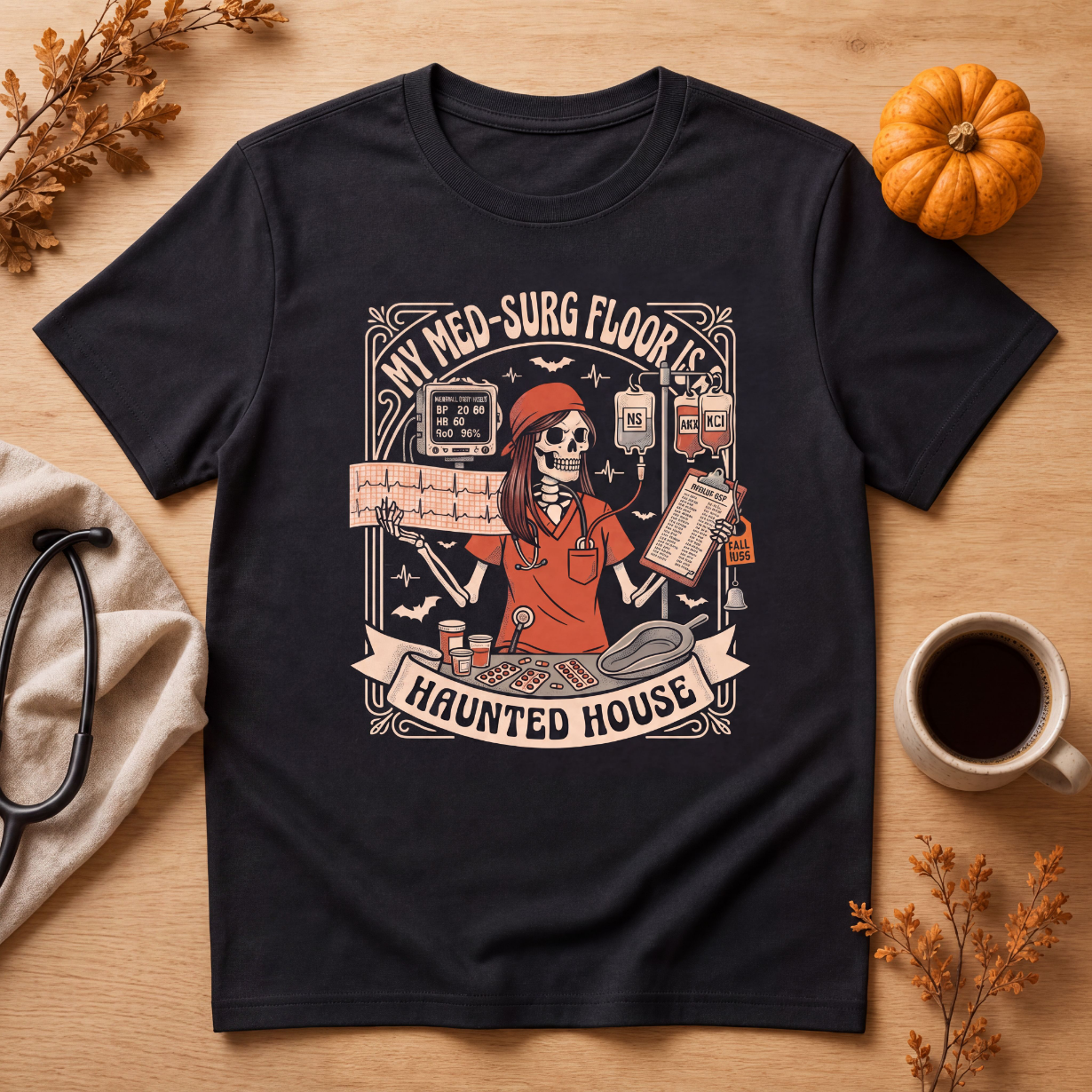 My Med-Surg Floor Is A Haunted House Shirt | Med-Surg Nurse Halloween Tee