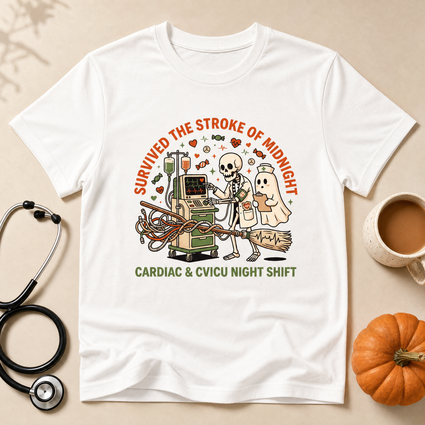 Cardiac Night Shift Shirt | CVICU Halloween Nurse Tee