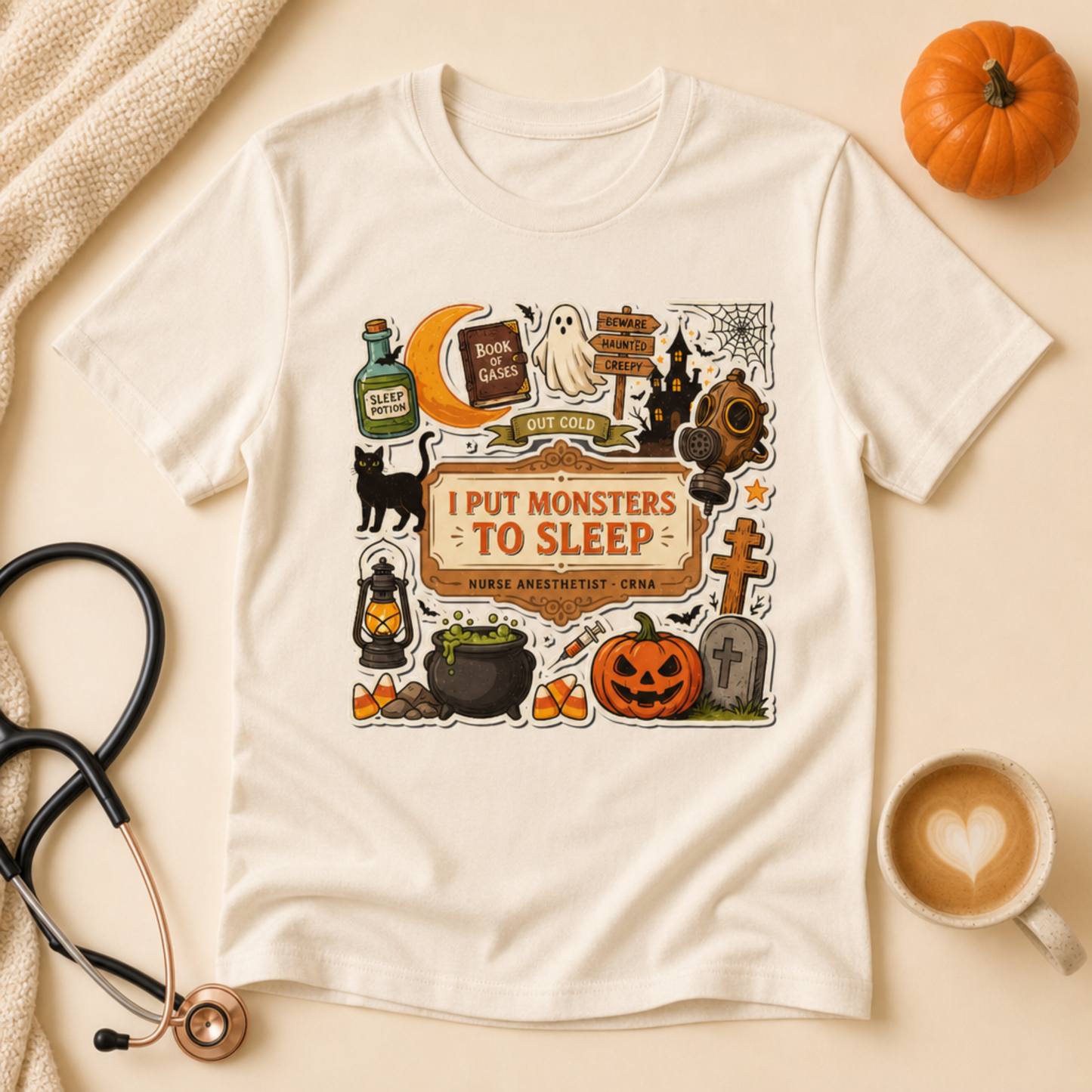 I Put Monsters To Sleep CRNA Shirt | Funny Nurse Anesthetist Halloween Tee