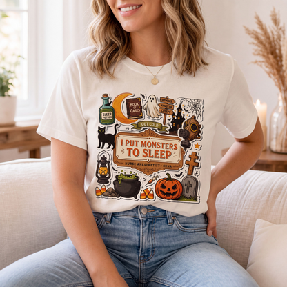I Put Monsters To Sleep CRNA Shirt | Funny Nurse Anesthetist Halloween Tee