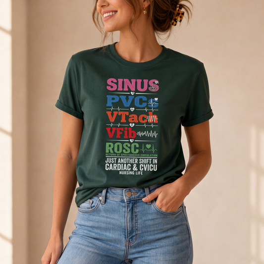 Sinus to ROSC Cardiac Nurse T-shirt | Code Blue Tee