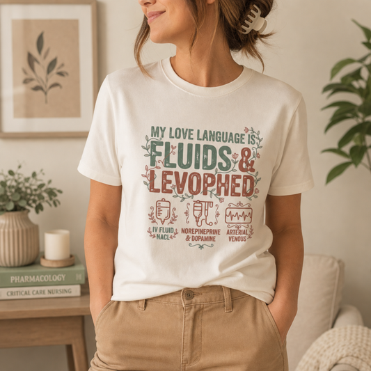 Fluids & Levophed ICU Nurse T-shirt | Funny ICU Tee