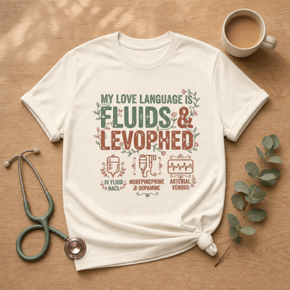 Fluids & Levophed ICU Nurse T-shirt | Funny ICU Tee
