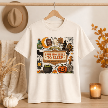 I Put Monsters To Sleep CRNA Shirt | Funny Nurse Anesthetist Halloween Tee