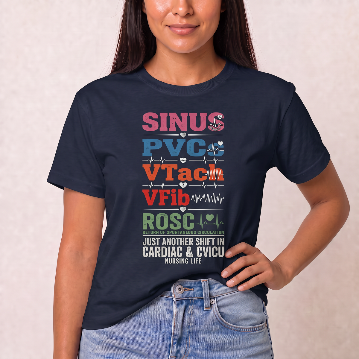 Sinus to ROSC Cardiac Nurse T-shirt | Code Blue Tee