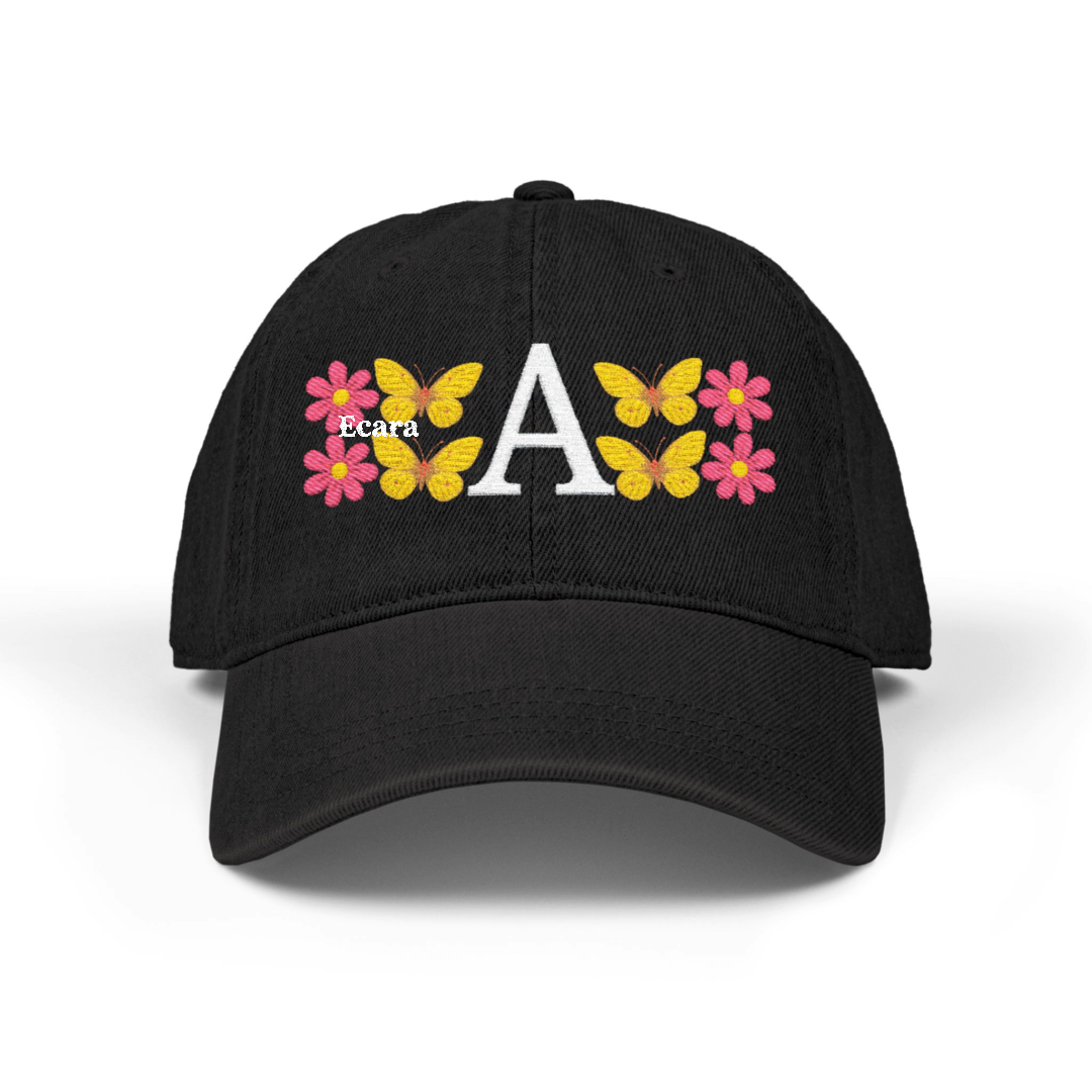 Embroidered Letter A Denim Hat