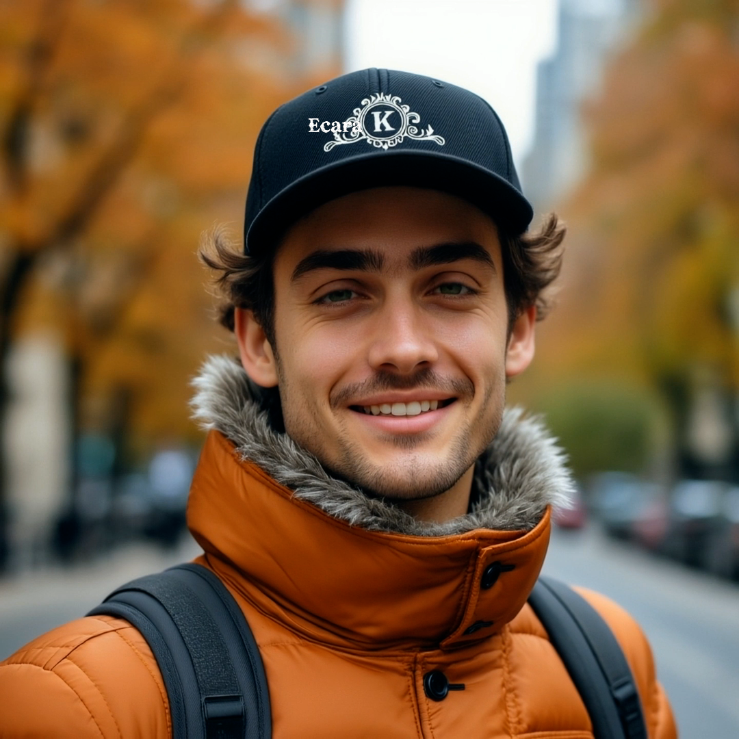 Embroidered Letter K Denim Hat