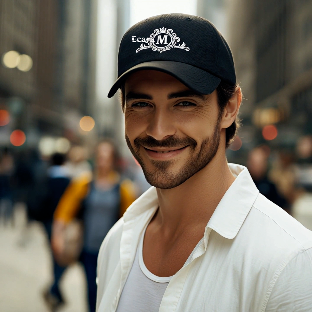 Embroidered Letter M Denim Hat