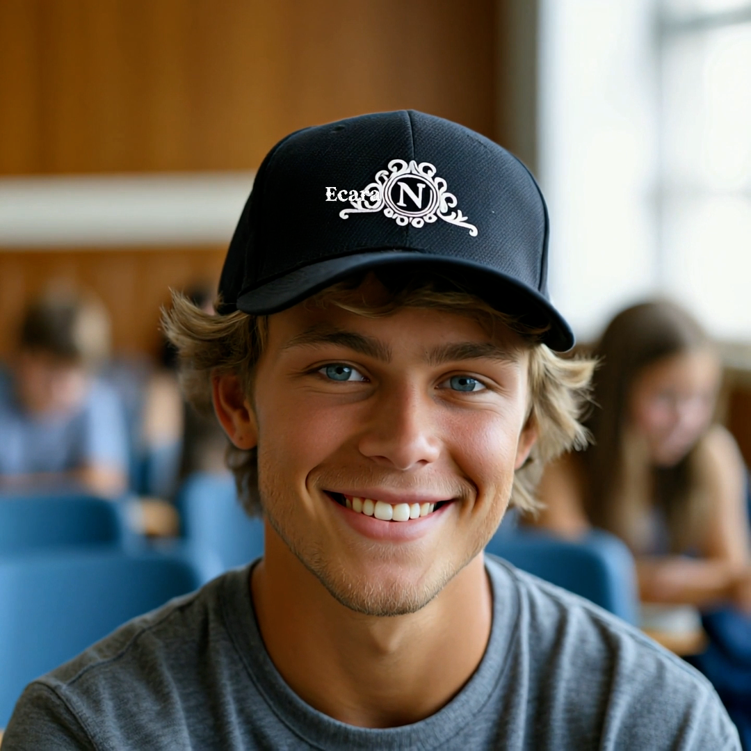 Embroidered Letter N Denim Hat
