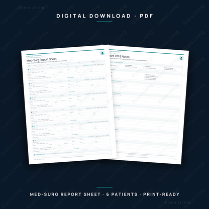 Med-Surg Report Sheet — 6 Patient | Nurse Brain Sheet Printable PDF