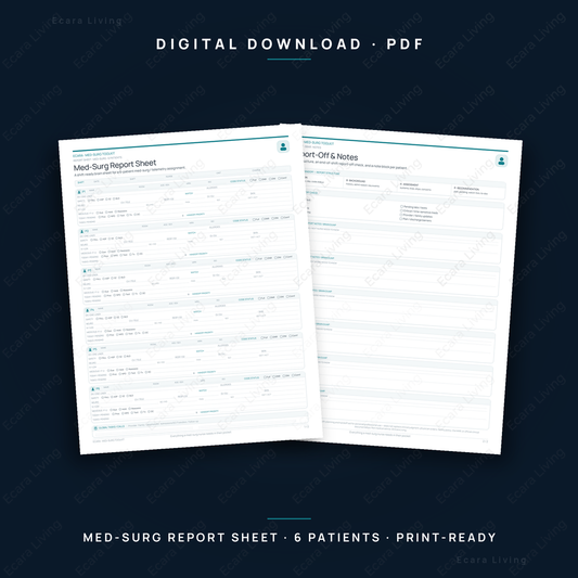Med-Surg Report Sheet — 6 Patient | Nurse Brain Sheet Printable PDF
