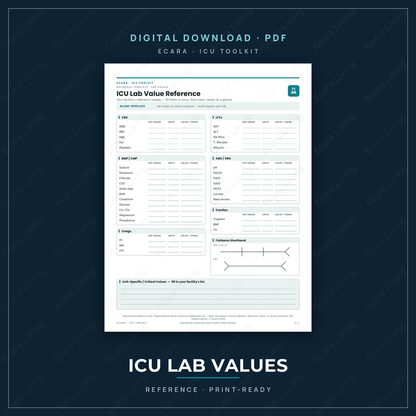 ICU Lab Value Reference Sheet — Printable PDF (Free Download)