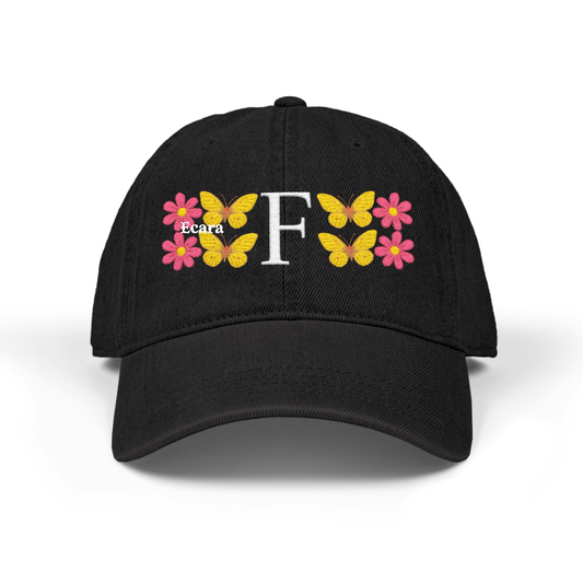 Embroidered Letter F Denim Hat
