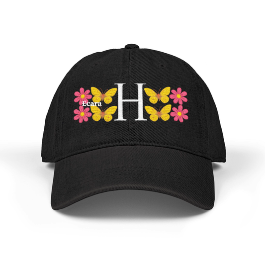 Embroidered Letter H Denim Hat