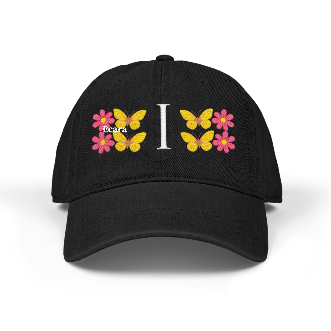 Embroidered Letter I Denim Hat