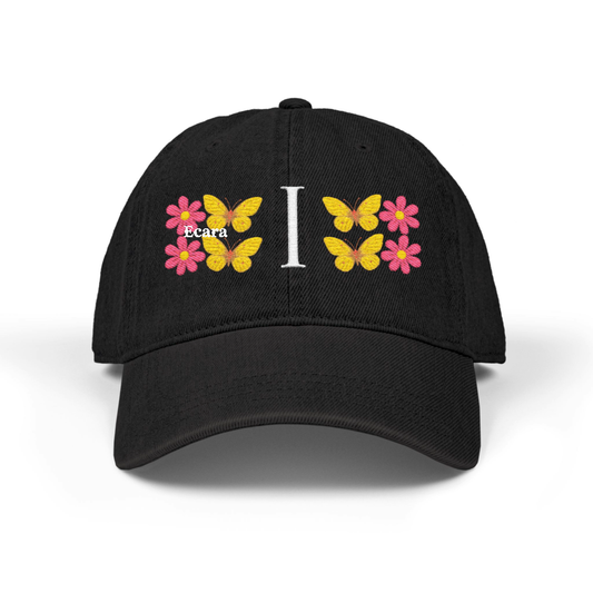 Embroidered Letter I Denim Hat