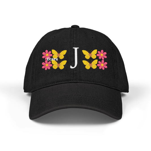 Embroidered Letter J Denim Hat