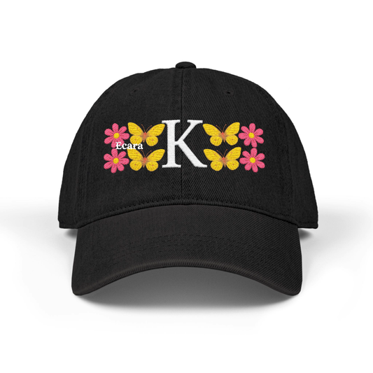 Embroidered Letter K Denim Hat