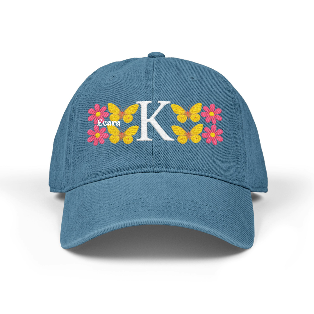 Embroidered Letter K Denim Hat