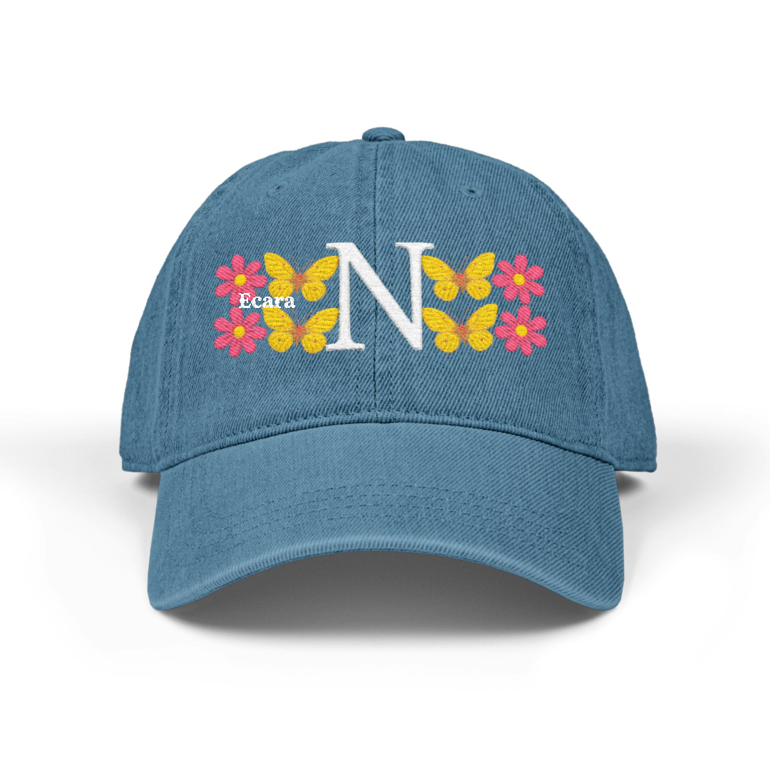Embroidered Letter N Denim Hat