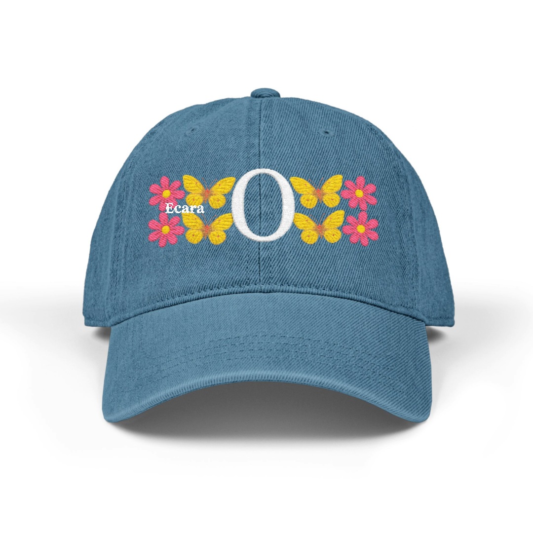 Embroidered Letter O Denim Hat